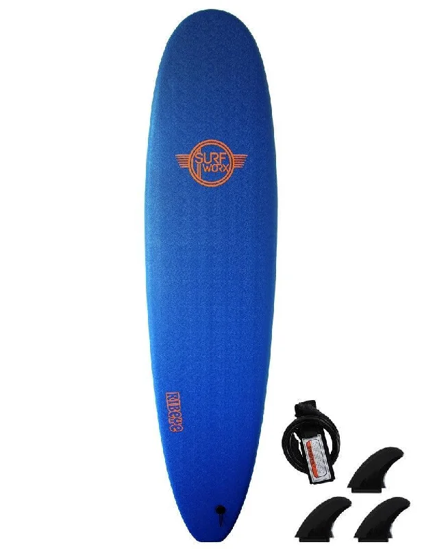 durable surfboards for tough conditions-Surfworx Ribeye Mini Mal soft surfboard 7ft 0 - Navy