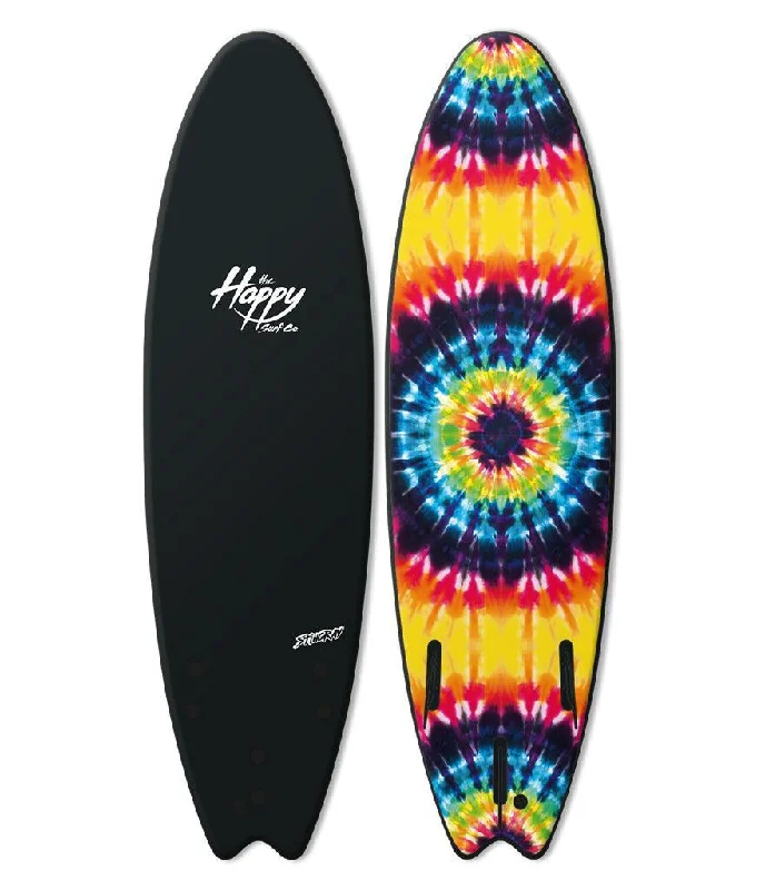 surfboards with wide tails for power-Happy Surf Co 6'6 Stingray Trippin Black Soft Top Surfboard