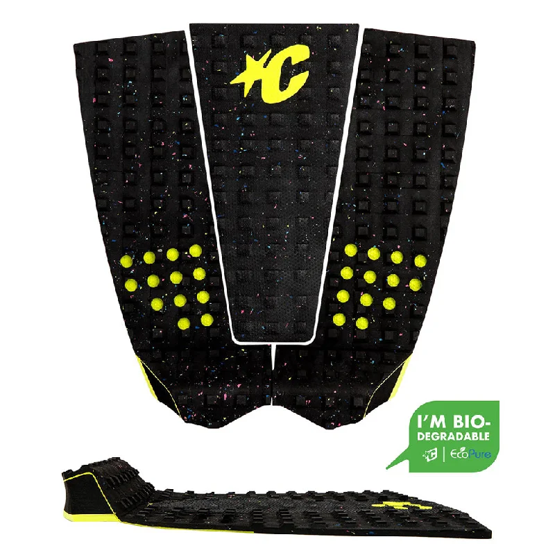 surfboard pads for quicker wave entry-Creatures Italio Ferreira Lite Ecopure Traction Pad - Carbon/Lime