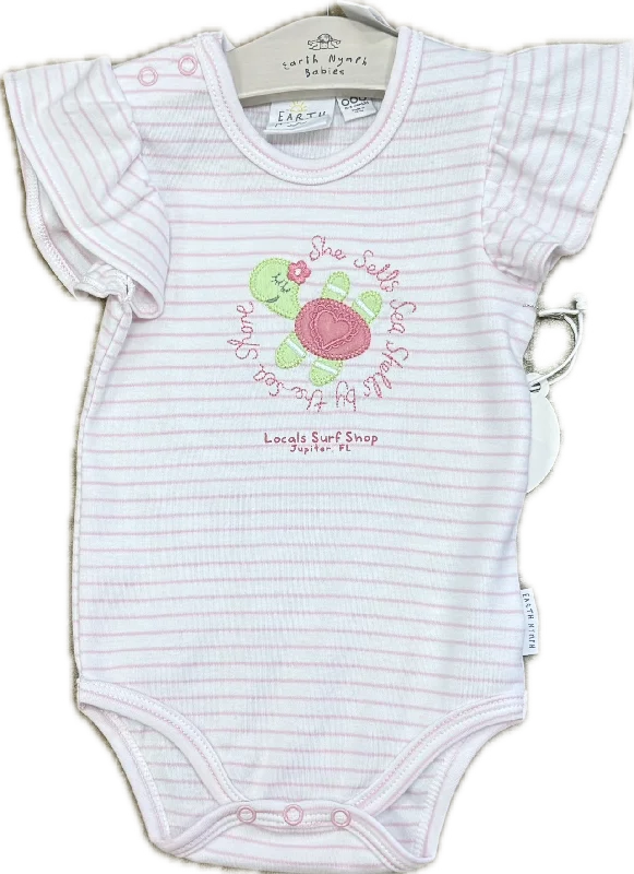 surfboards for big waves-SEASHELLS TURTLR BABY GIRL ROMPER