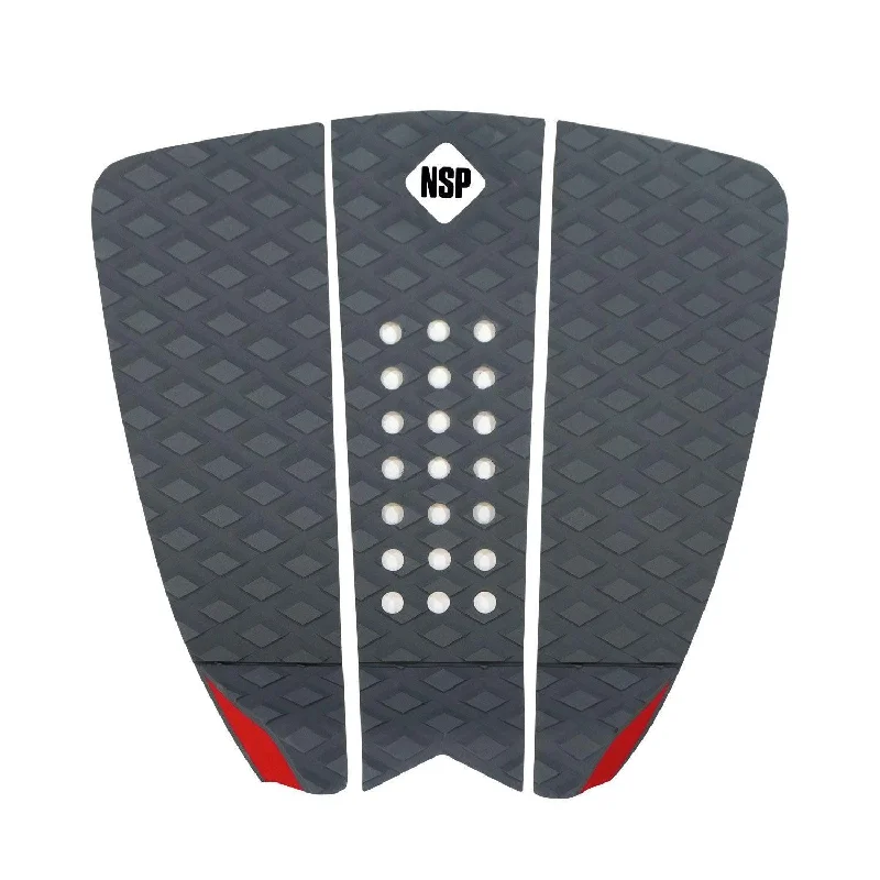 surf pads for more control during tricks-NSP 3 Piece Recycled Traction Tail Pad Charcoal