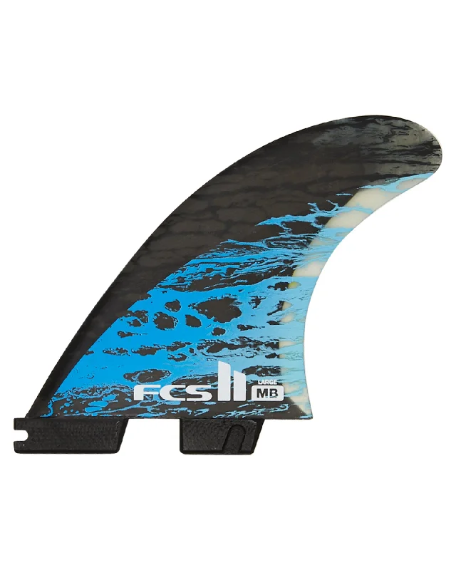 surfboard footstraps for bigger waves-FCS II MB PC Carbon Large Tri Fins - Blue NEW