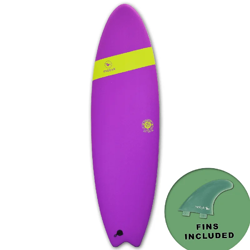 surfboards for stable rides in large surf-Mobyk Quad Fish Softtop Surfboard Violet Jade