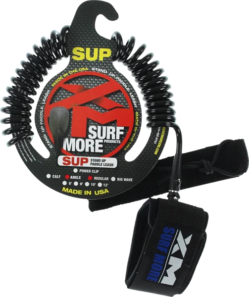 XM SUP Coiled Regular Ankle Leash 9' Black