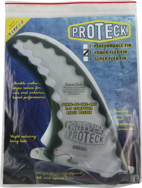 soft and comfortable surfboard footstraps-Proteck Pwr-Flex Lb Center 7.0 Clear/Black Surfboard FIN