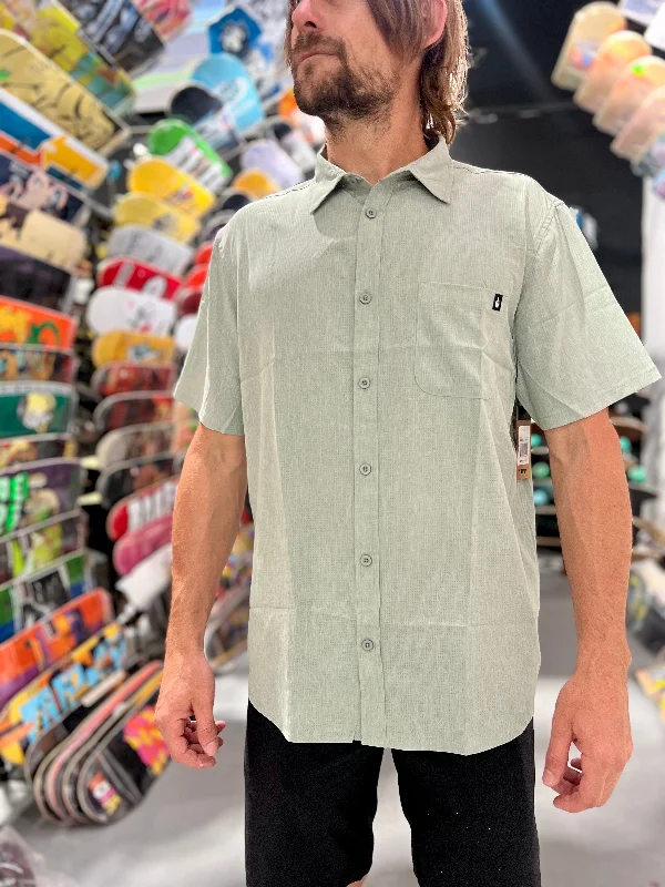 performance surfboards for tricks-WBZ Horizon Woven Button Down - Eucalyptus