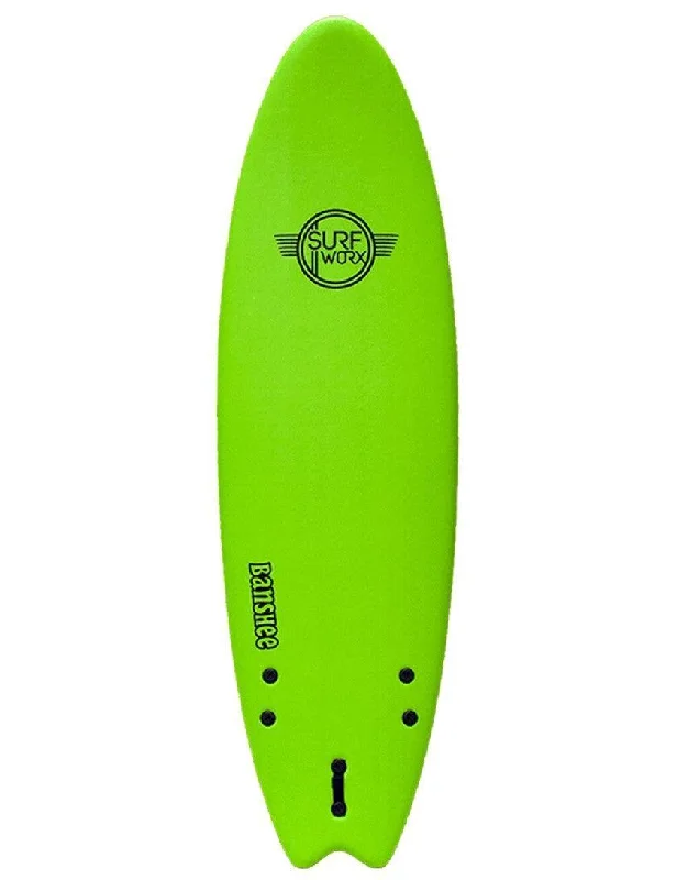 surfboards for maximum wave-catching efficiency-Surfworx Banshee Hybrid Soft Surfboard 6ft 6 - Apple Green