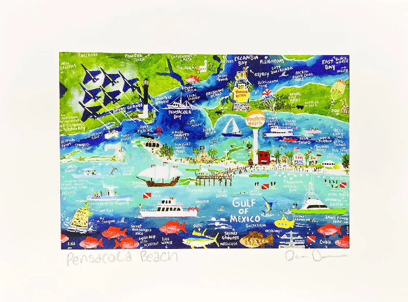 surfboards with good foot positioning for control-Dan Dunn Small Pensacola Beach Map print