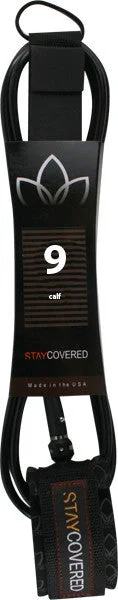 Surfboard Leash Stay Covered Deluxe 9' Lb Calf Black