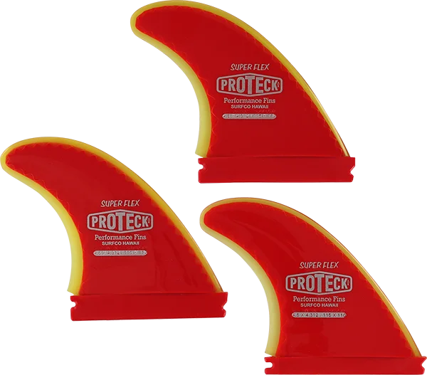 surfboard footstraps for greater control in big waves-Proteck Super Flex Ffs Thruster Set 4.5 Red/Yellow Surfboard FIN