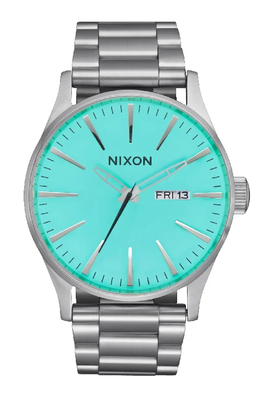 surfboards with low drag for higher speed-Nixon Sentry SS Silver/Turquoise