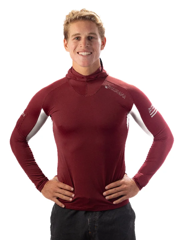 Maroon Carvico Hooded Surf Rash Guard