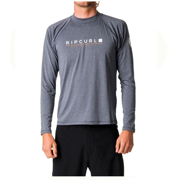 RIP CURL MENS SHOCKWAVE RELAXED L/S UVT Grey Marle UV50+