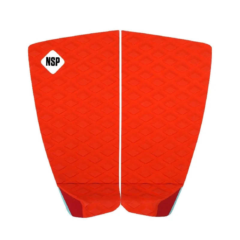 surfboard pads with minimal water absorption-NSP 2 Piece Recycled Traction Tail Pad Blood Orange