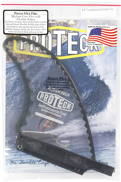 high-quality surfboard footstraps for competitive surfers-Proteck Pwr-Flex Lb Center 4.5" Clear/Black Surfboard FIN