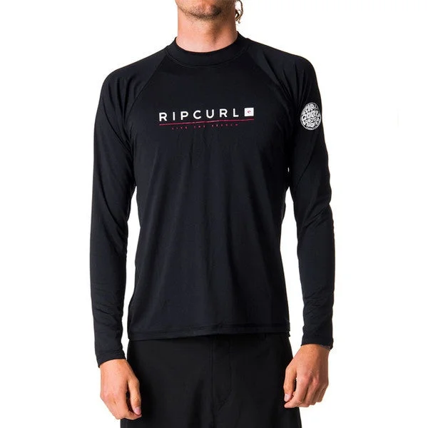 RIP CURL MENS SHOCKWAVE RELAXED L/S UVT Black UV50+