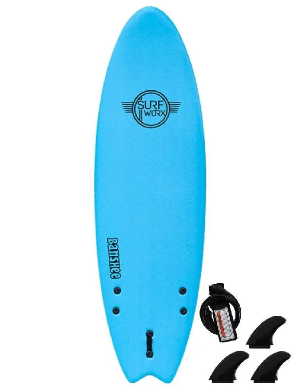 high-performance surfboards for professionals-Surfworx Banshee Hybrid Soft Surfboard 6ft 0 - Azur Blue