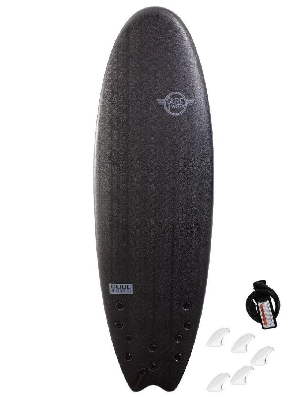 surfboards with wide tails for added power-Surfworx Pro-line Code Hybrid soft surfboard 5ft 10 - Black