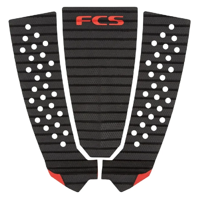 surfboard traction pads with high grip-FCS Filipe Toledo Tread-Lite 3 Piece Surfboard Tail Pad - Charcoal/Red