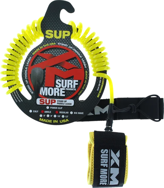 XM SUP Coiled Regular Ankle Leash 9' Yellow