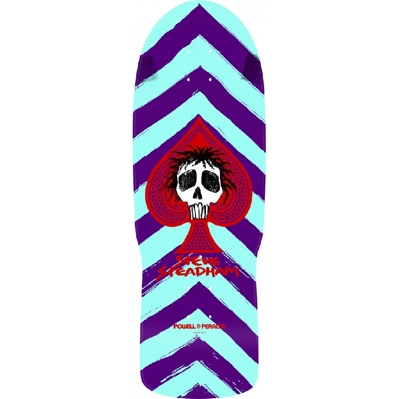 best surf pads for board grip-Powell Peralta Reissue Steadham Skull & Spade 10x30.125" Deck  - Purple/Aqua