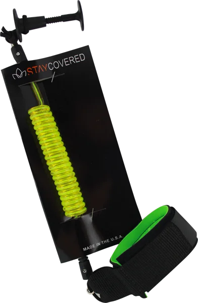 Stay Covered Coiled Body Board Surfboard Leash - Neon Green