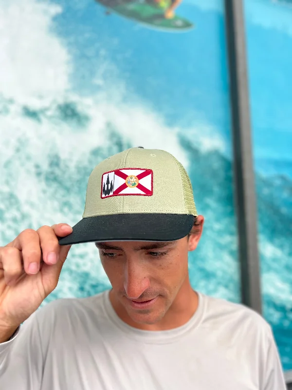 surfboards for better wave control-WBZ FL Flag Trucker Hat - Moss