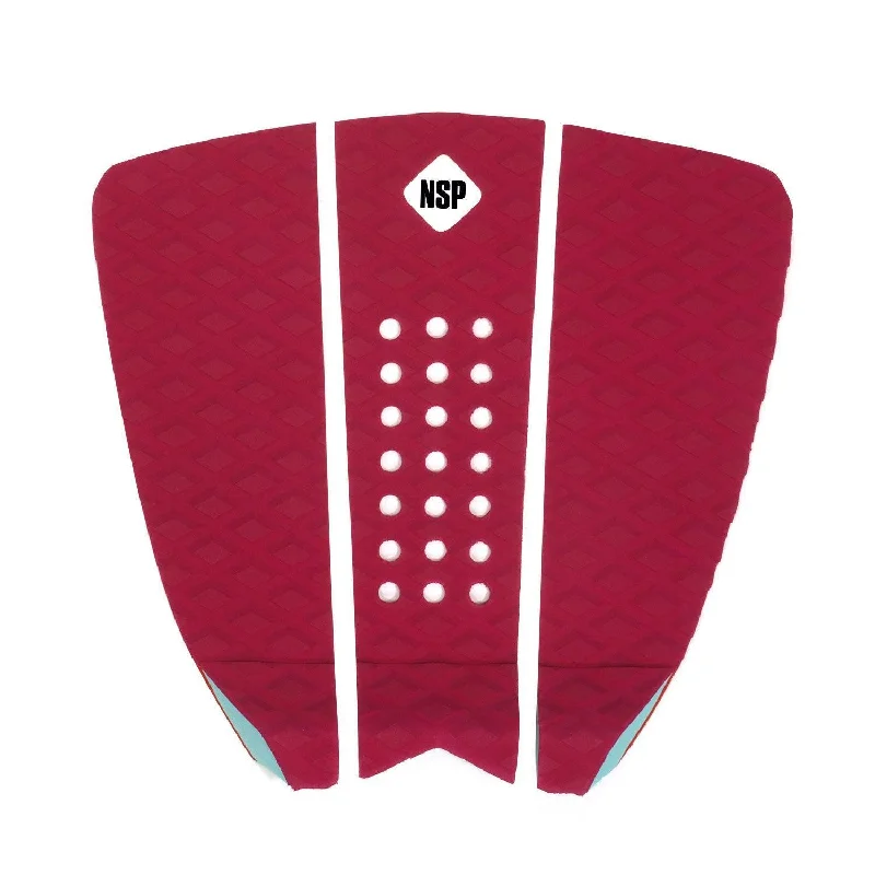 surf pads for better wave-catching ability-NSP 3 Piece Recycled Traction Tail Pad Cherry