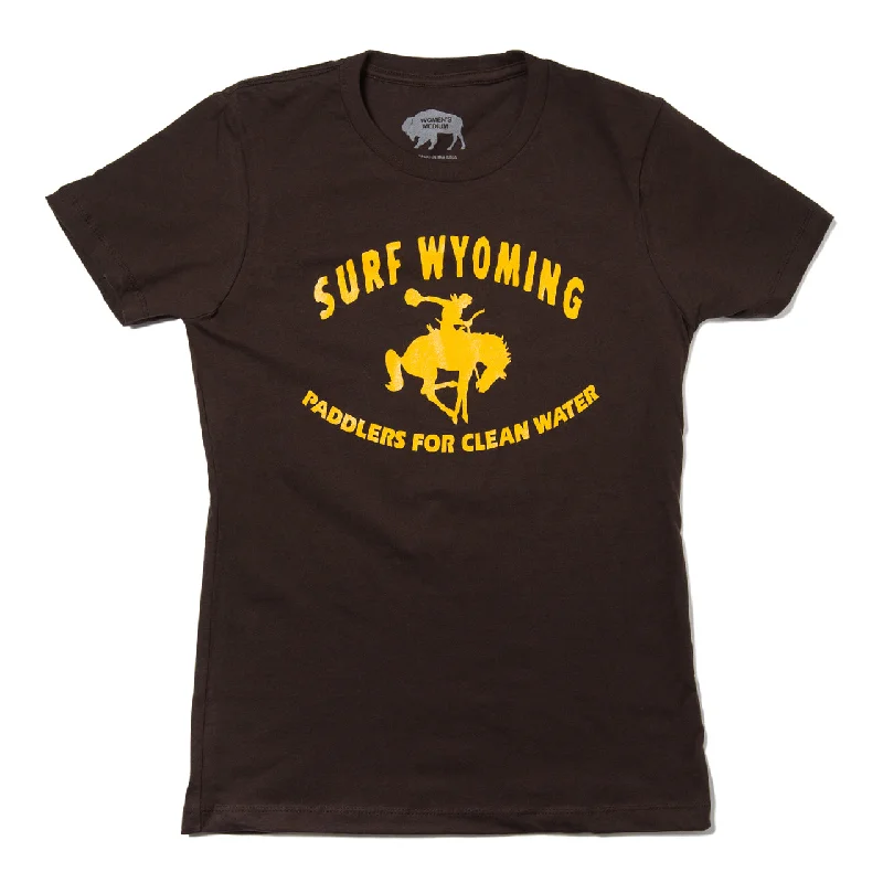 lightweight traction pads for all surfers-Women's Surf Wyoming® Gold Throwback Paddler Tee - Brown