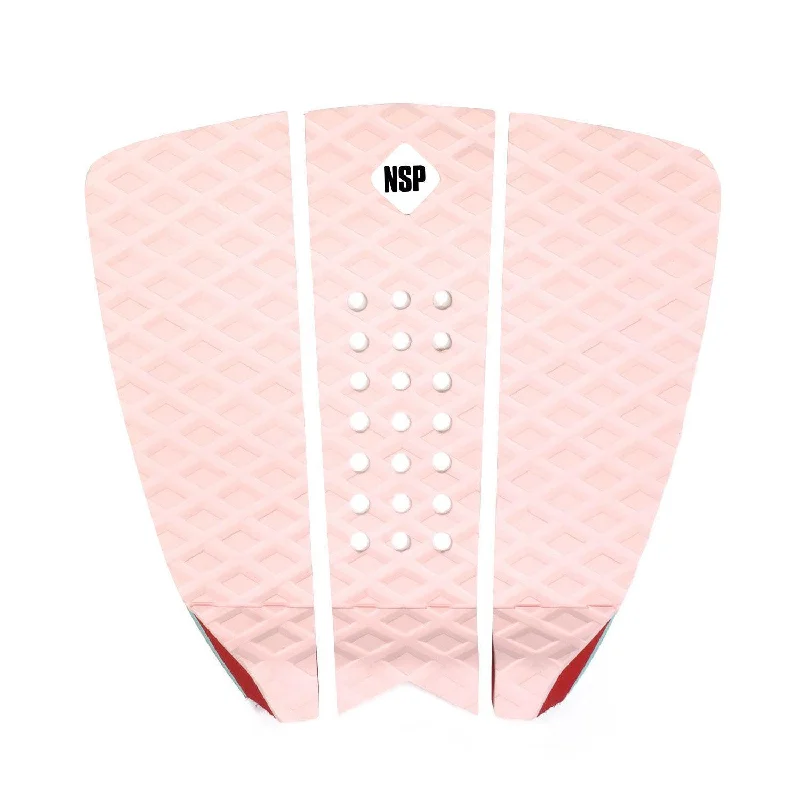 surfboard pads with maximum grip and stability-NSP 3 Piece Recycled Traction Tail Pad Pastel Pink