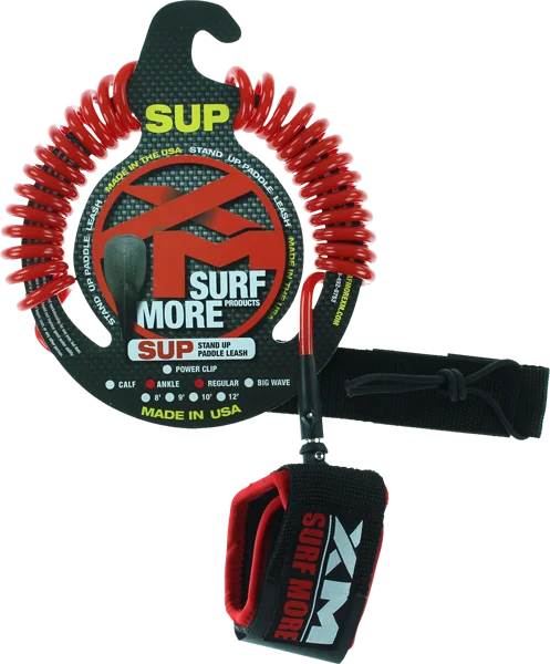 XM SUP Coiled Regular Ankle Leash 10' Solid Red