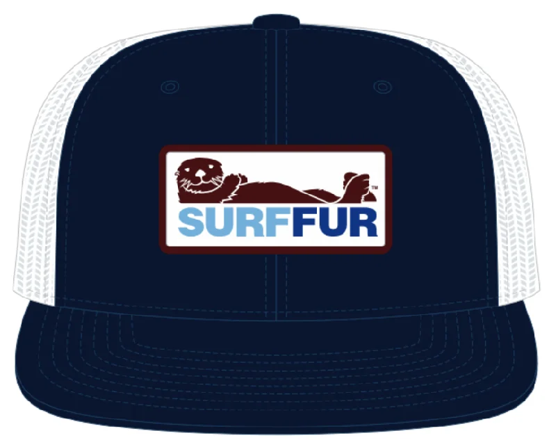 Flat Bill Hat - Navy/White