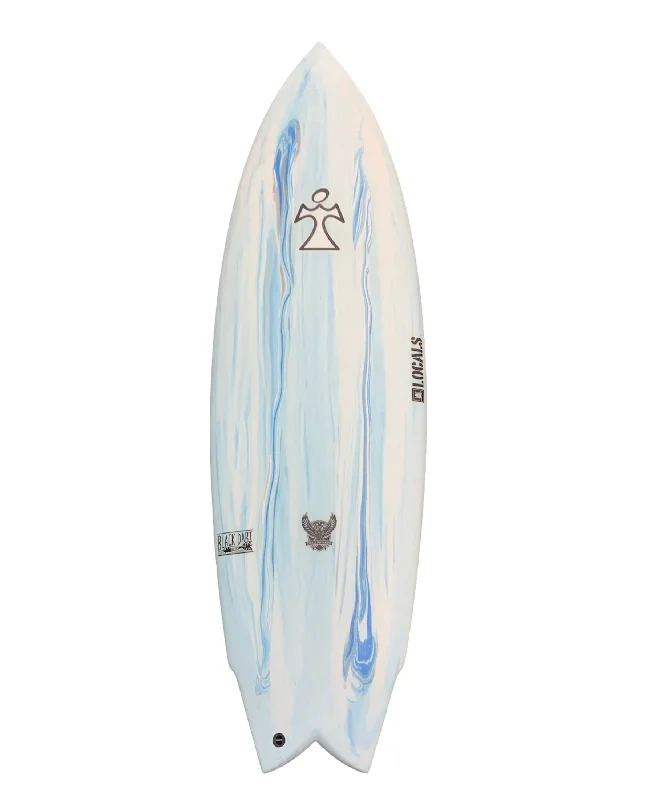 surfboards with a wide outline for better buoyancy-5'9 Inspired Swallow Hawk BlackDart 20 1/2 x 2 5/8 33.5L FUTURES (Blue Swirl)