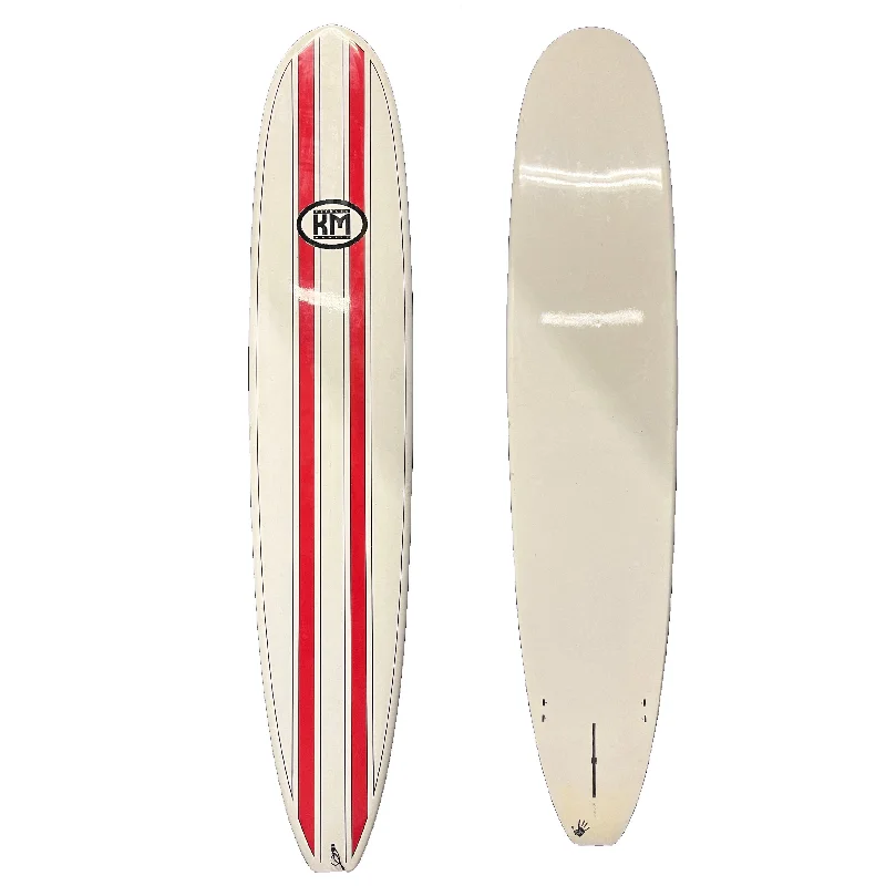 surfboards for large and powerful waves-Used 9'6" KM Longboard (Red Stripes)