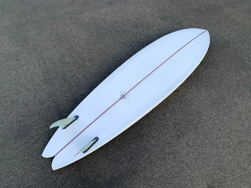 surfboard footstraps for improved balance-7'0" Alex Lopez Twin Fin