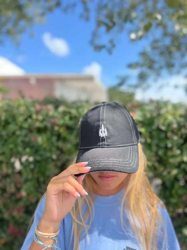 surfboards for deep turns-Waterboyz Tiny Trident Dad Hat Black