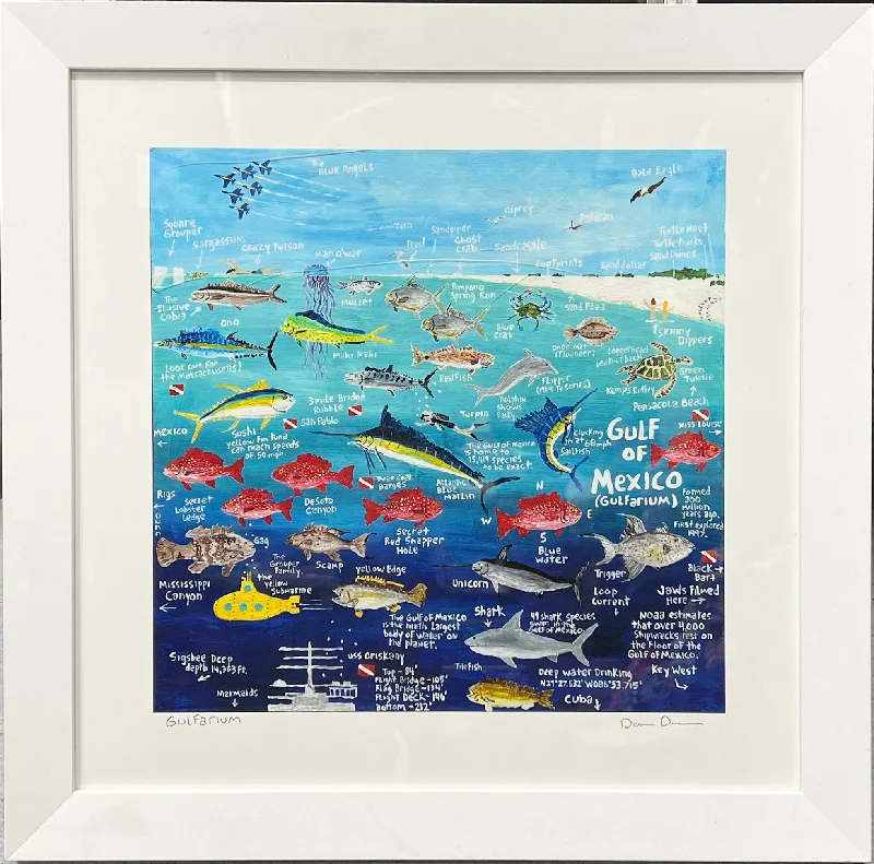 surfboards for fast, high-speed surfing-Dan Dunn Framed Gulf Coast Fish print