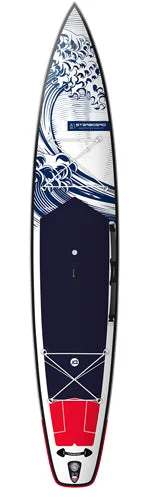 surfboards for ultimate maneuverability-2024 STARBOARD INFLATABLE SUP 12'6" X 28" X 4.75" TOURING S BLUE WAVE DELUXE SC BOARD