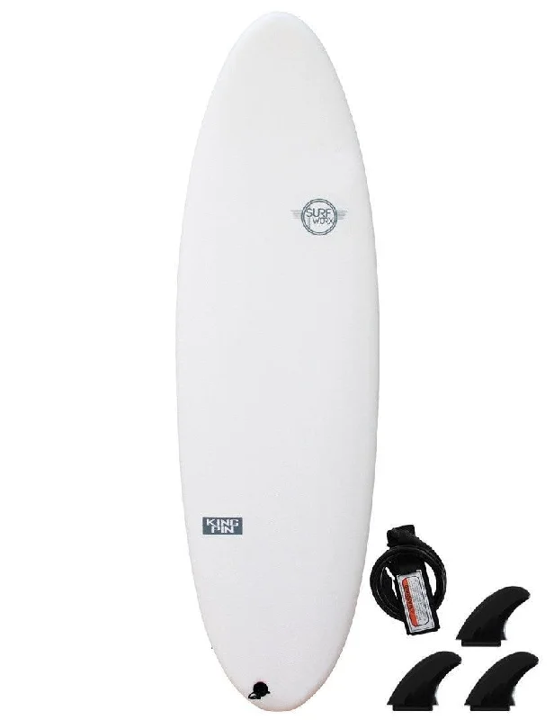 surfboards with high-performance shapes-Surfworx Pro-line King Pin Hybrid soft surfboard 6ft 4 - White