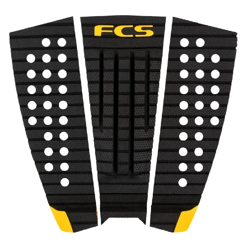 surf pads for deep water control-FCS Julian Wilson Tread-Lite 3 Piece Surfboard Tail Pad - Charcoal/Mango