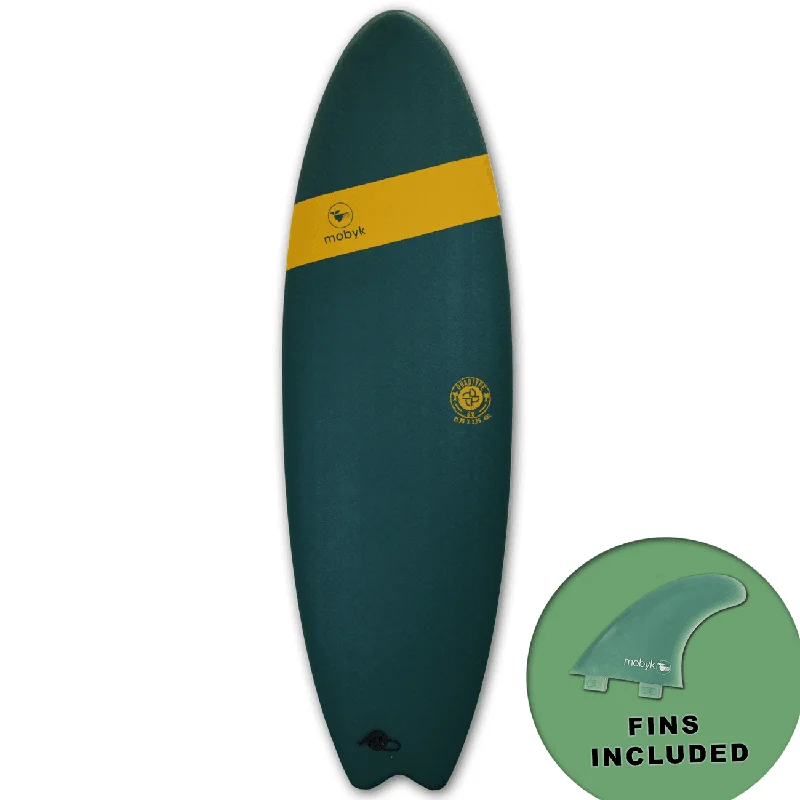 surfboards for quick bottom turns-Mobyk Quad Fish 6'0 Softtop Surfboard Mallard Green