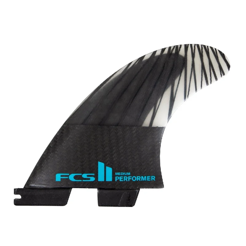 footstraps for perfect wave carving-FCS II Performer PC Carbon + Air Core Tri Fins