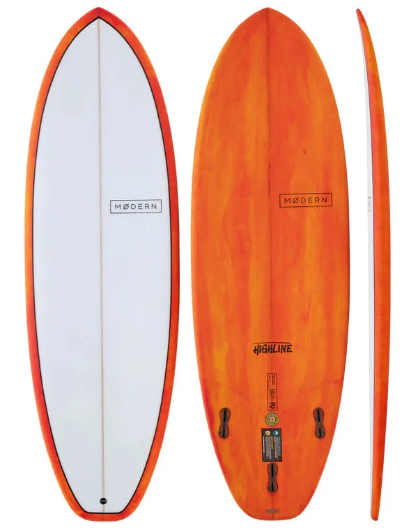 surfboards with wide noses for better balance-Highline 5'10" PU Fire Storm