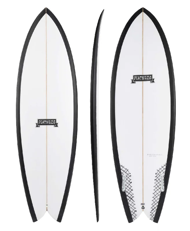 surfboard footstraps for stronger grip on waves-DEATHLESS 'BUTT JAW' TWIN FIN