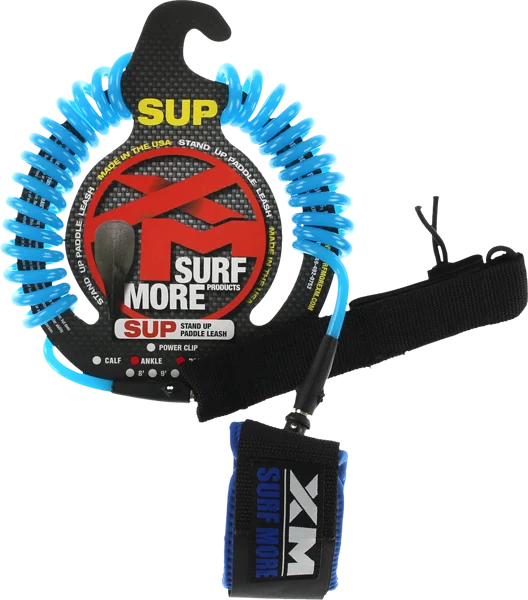 XM SUP Coiled Regular Ankle Leash 8' Blue