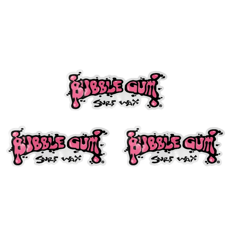 Bubble Gum Surf Wax Logo Sticker 3 Pack