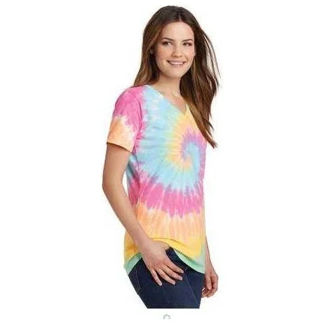 Joe's USA Ladies Colorful Tie-Dye-V-Neck Tees