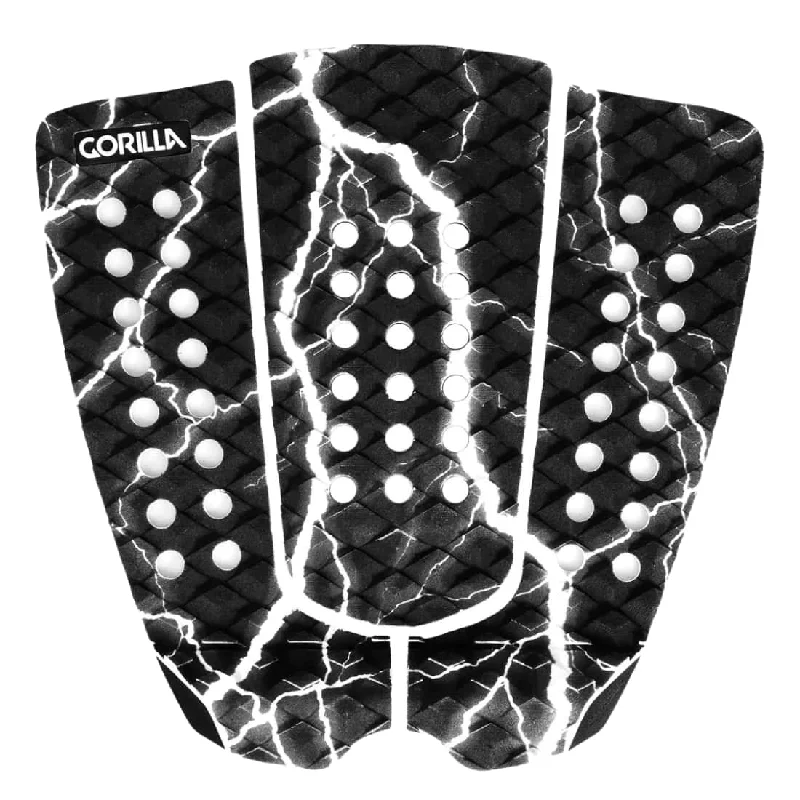 surf pads for better wave handling-Gorilla Surf Eric Geiselman Lightning 3 Piece Surfboard Tail Pad - Black/White