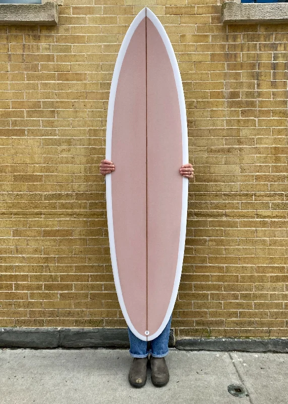 surfboard footstraps with adjustable tension-6’4” Simon Shapes Thatcherie Channel Bottom Twin Fin