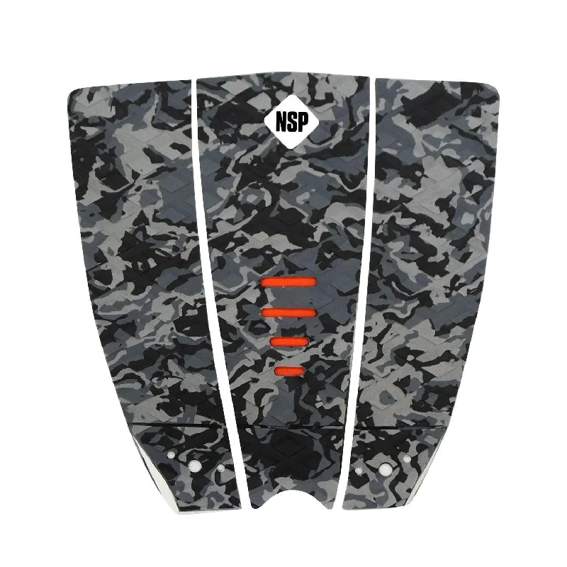 surf pads for soft or hard-top boards-NSP 3 Piece Recycled Traction Tail Pad Grey Camo